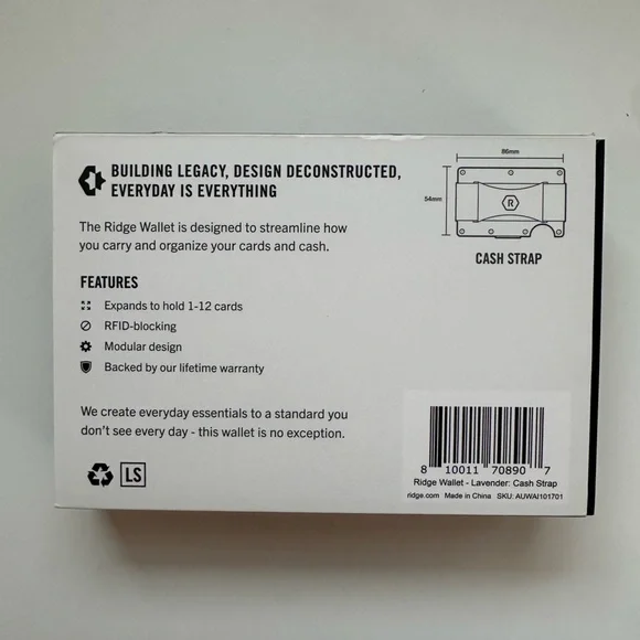 RIDGE Lavender Slim RFID Blocking Wallet BRAND NEW - Picture 2 of 4